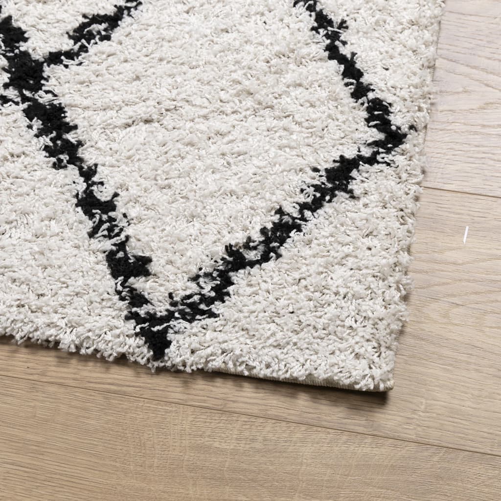 vidaXL Shaggy Rug PAMPLONA High Pile Modern Cream and Black 140x200 cm