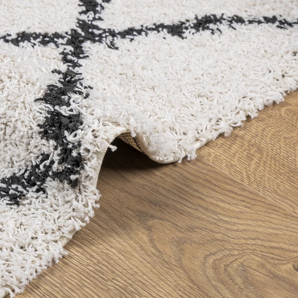 vidaXL Shaggy Rug PAMPLONA High Pile Modern Cream and Black 140x200 cm