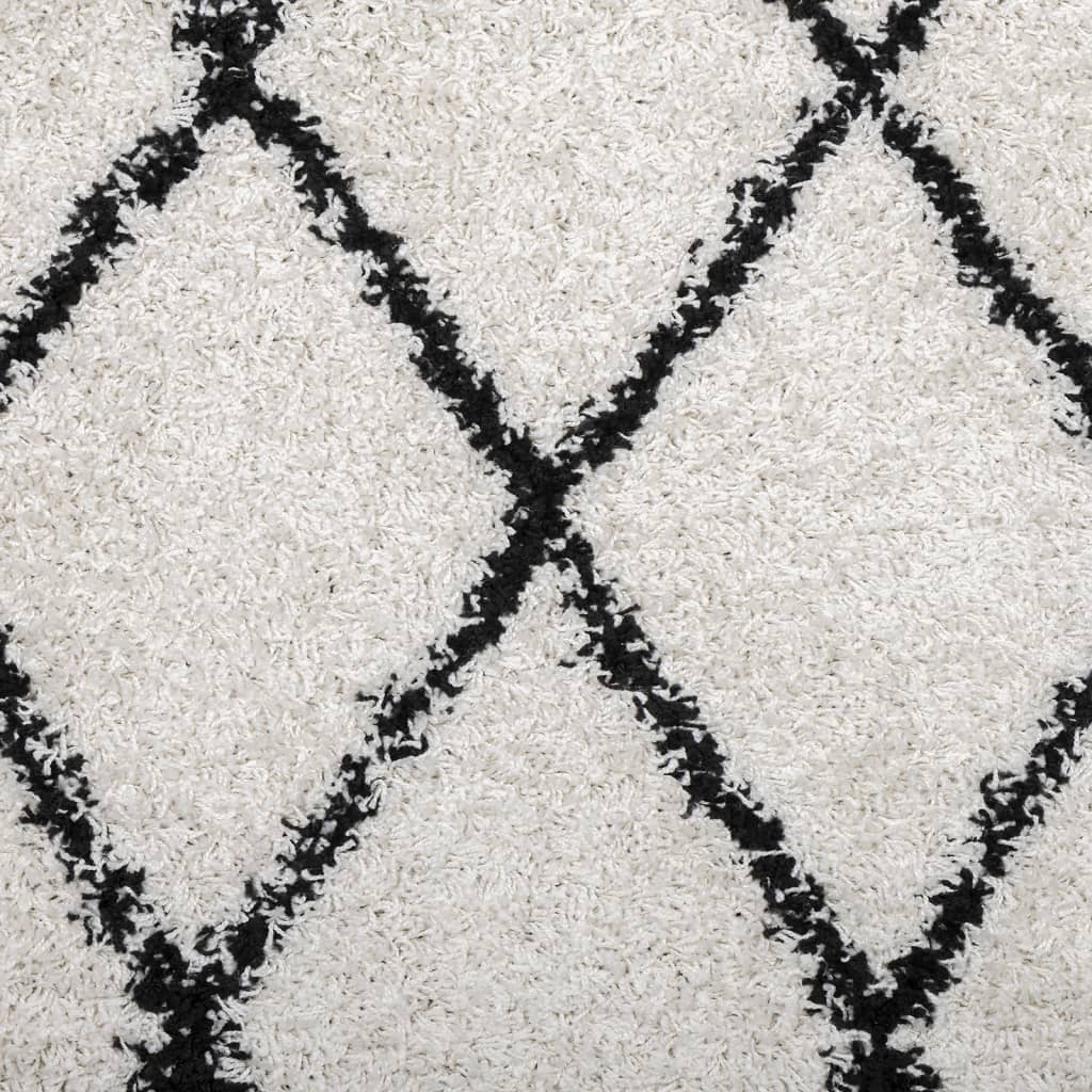 vidaXL Shaggy Rug PAMPLONA High Pile Modern Cream and Black 140x200 cm