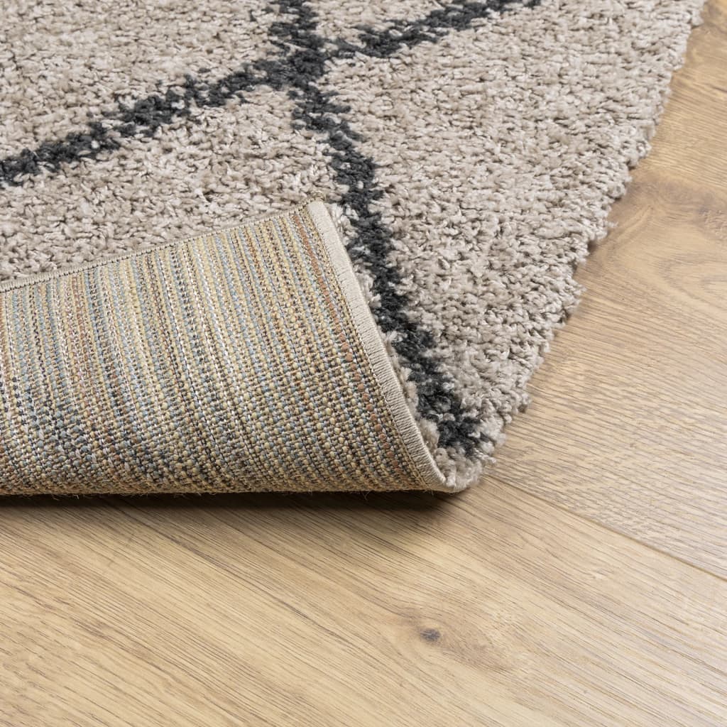 vidaXL Shaggy Rug PAMPLONA High Pile Modern Beige and Anthracite 80x150 cm