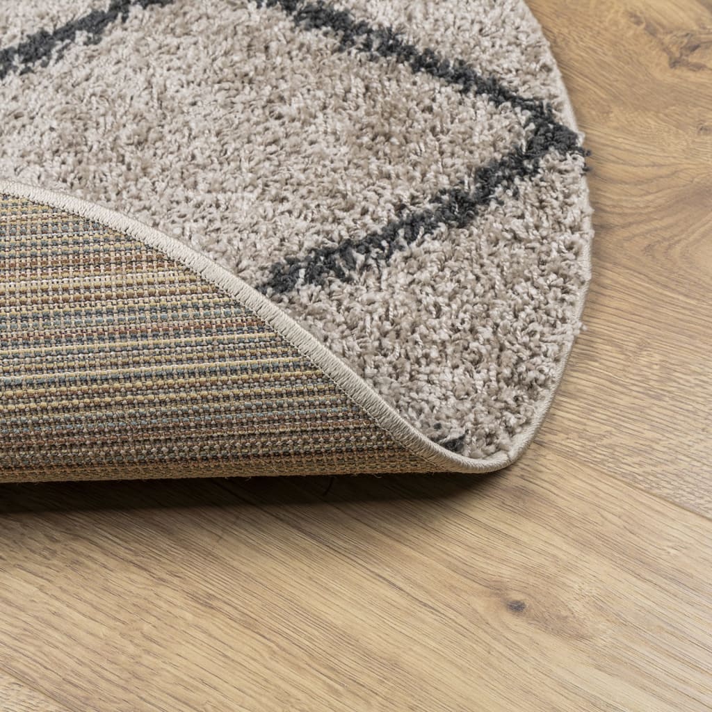 vidaXL Shaggy Rug PAMPLONA High Pile Modern Beige and Anthracite Ø 160 cm