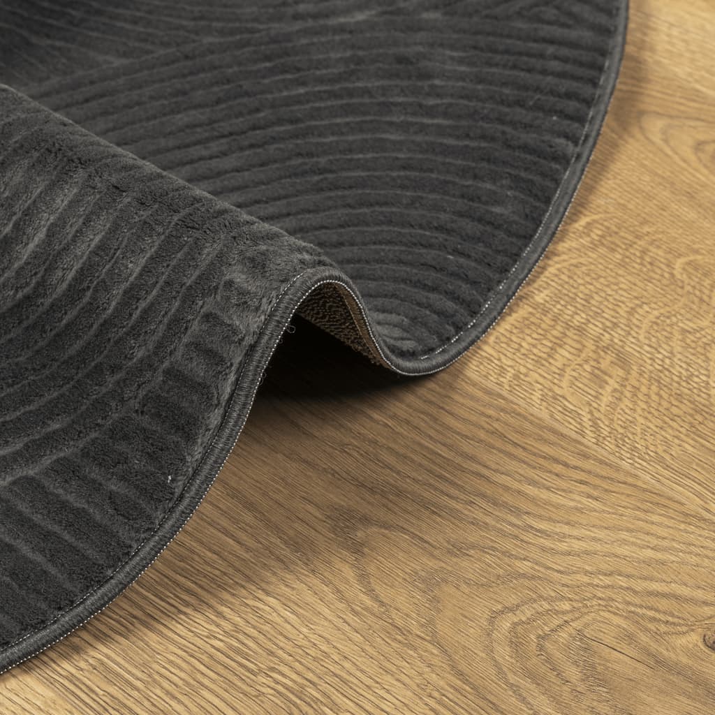 Rug IZA Short Pile Scandinavian Look Anthracite Ø 100 cm