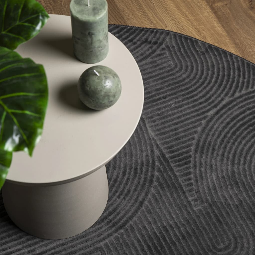 Rug IZA Short Pile Scandinavian Look Anthracite Ø 100 cm