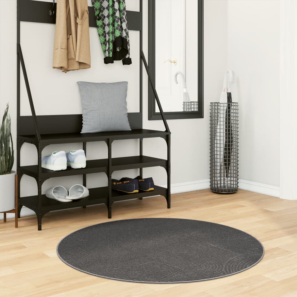 Rug IZA Short Pile Scandinavian Look Anthracite Ø 100 cm
