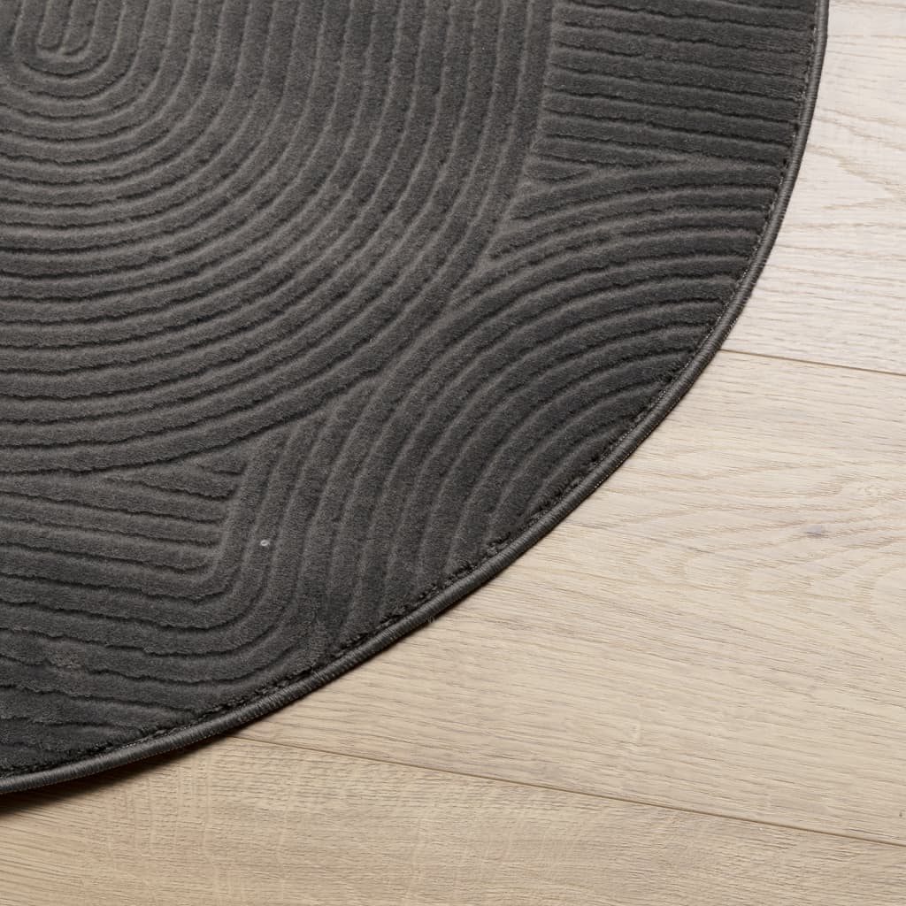 Rug IZA Short Pile Scandinavian Look Anthracite Ø 120 cm