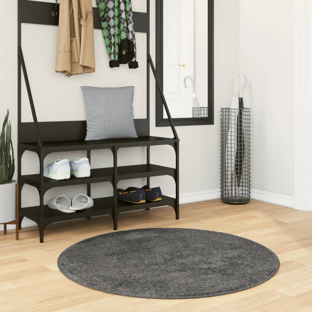 vidaXL Rug OVIEDO Short Pile Anthracite Ø 100 cm