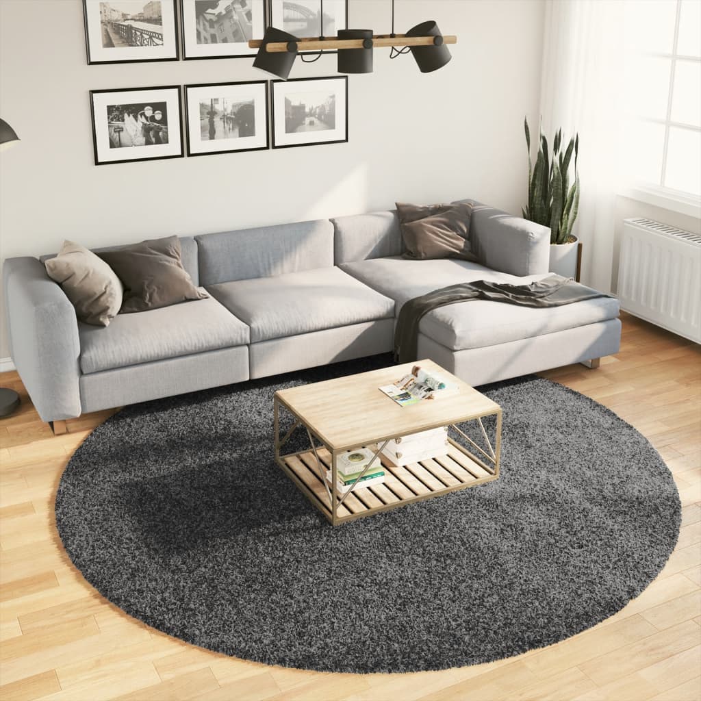 vidaXL Rug OVIEDO Short Pile Anthracite Ø 240 cm