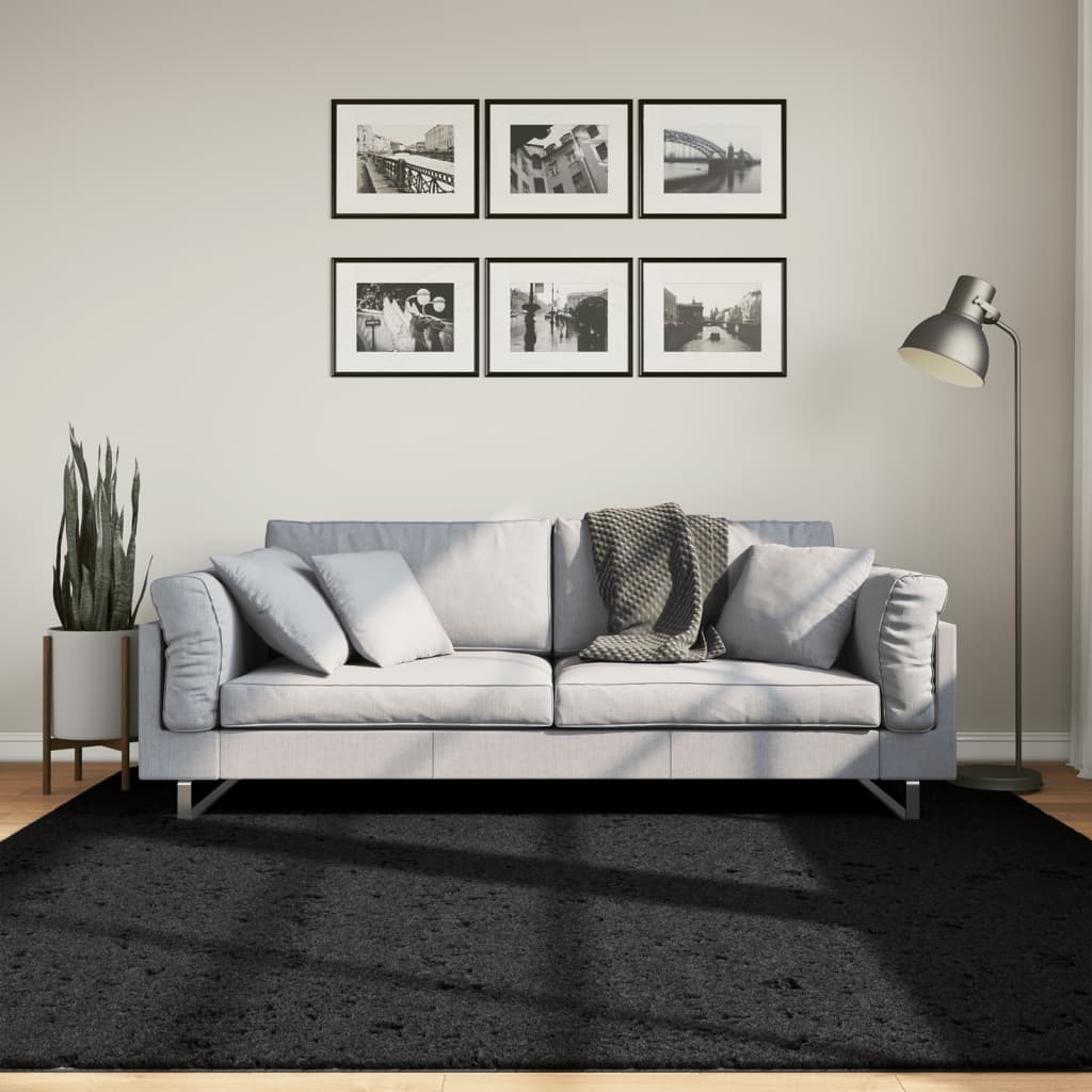 vidaXL Rug OVIEDO Short Pile Black 200x200 cm