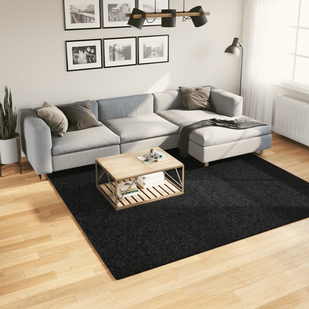 vidaXL Rug OVIEDO Short Pile Black 240x240 cm