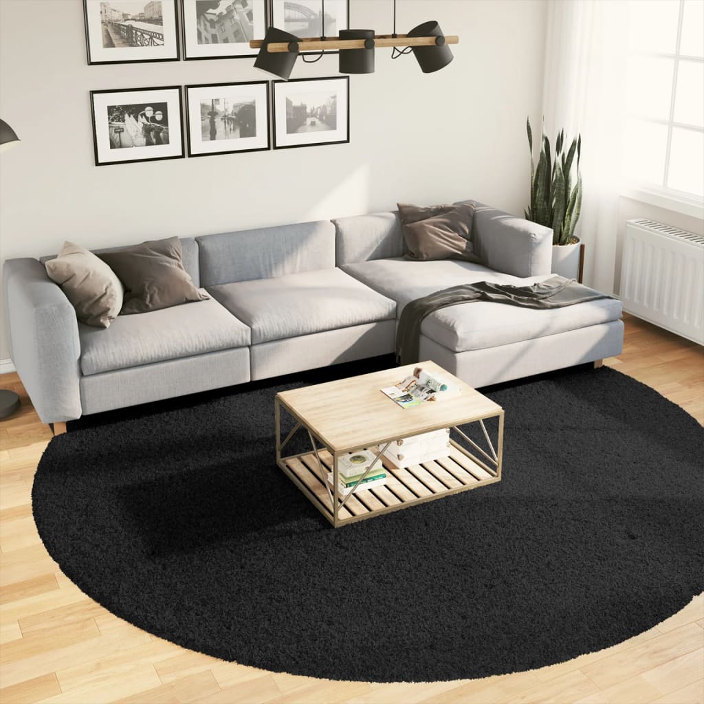 vidaXL Rug OVIEDO Short Pile Black Ø 280 cm