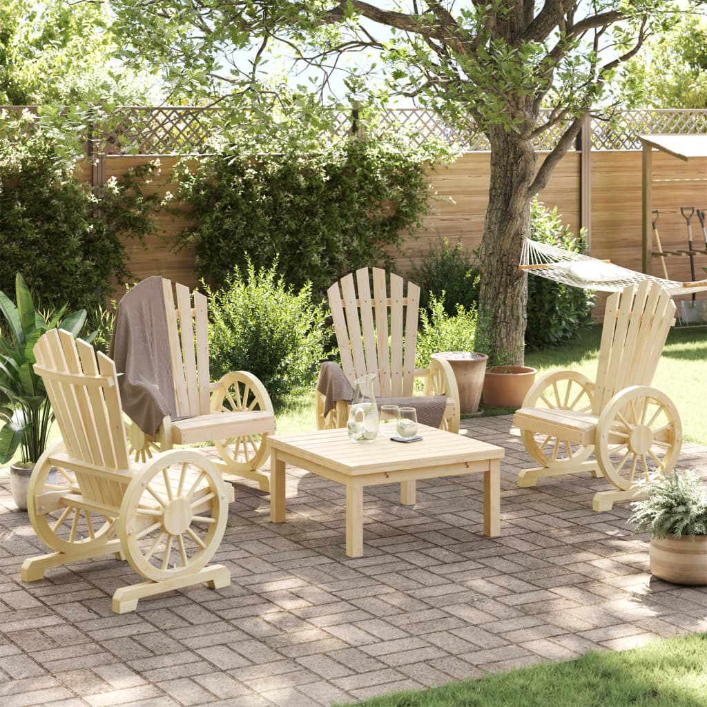 Garden Adirondack Chair | Set of 4 | Natural Wood | Solid fir wood