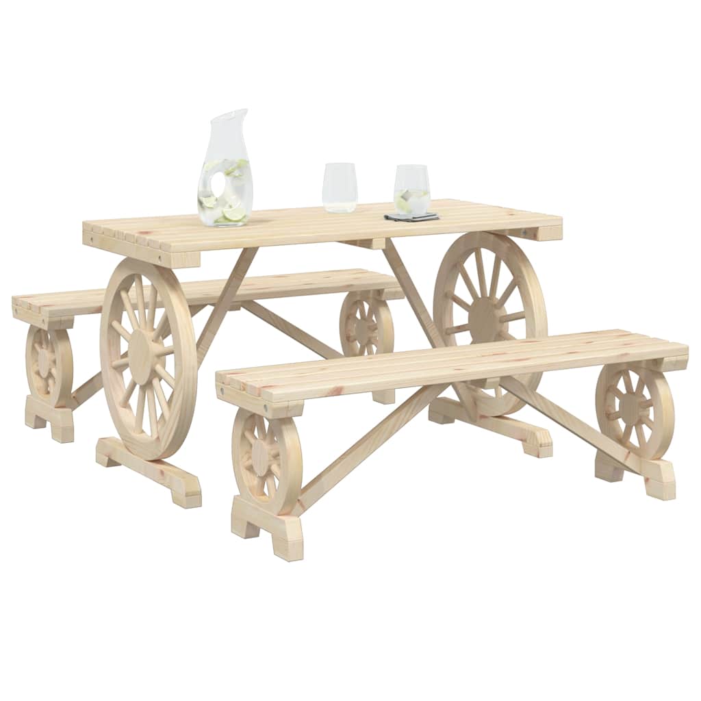 Garden Dining Set | Natural wood | Solid fir wood | Medium | Durable