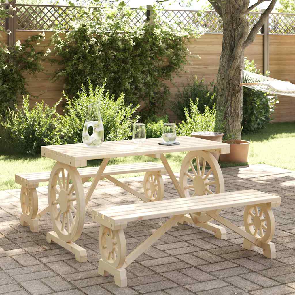 Garden Dining Set | Natural wood | Solid fir wood | Medium | Durable