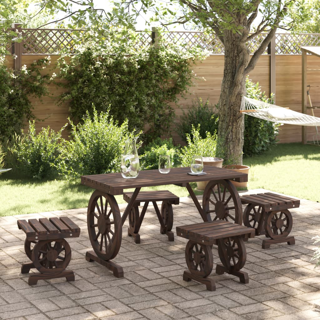 vidaXL 5 Piece Garden Dining Set Solid Wood Fir