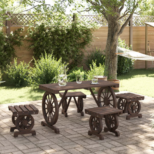 vidaXL 5 Piece Garden Dining Set Solid Wood Fir