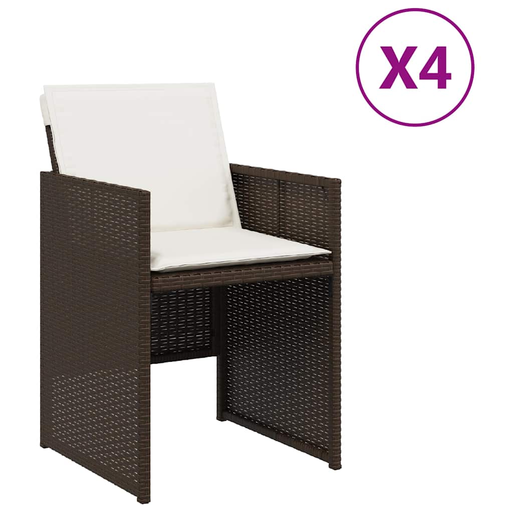 Garden Chairs with Cushions 4 pcs Brown Poly Rattan