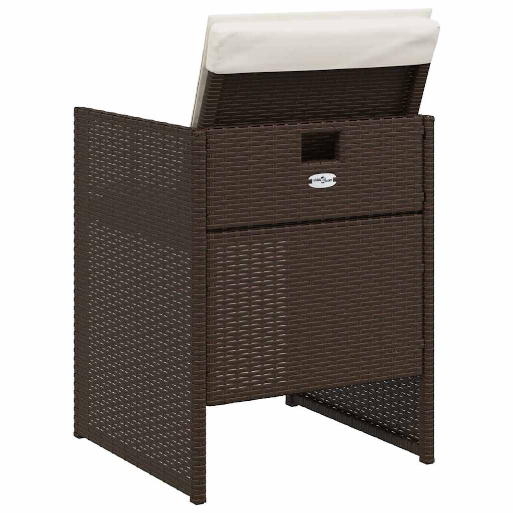 Garden Chairs with Cushions 4 pcs Brown Poly Rattan