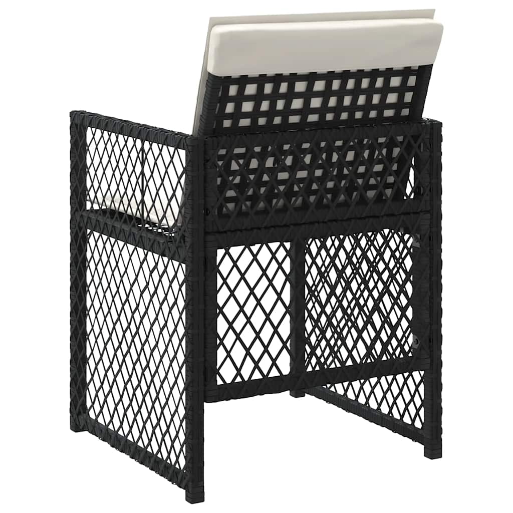 Garden Chairs with Cushions 4 pcs Black Poly Rattan