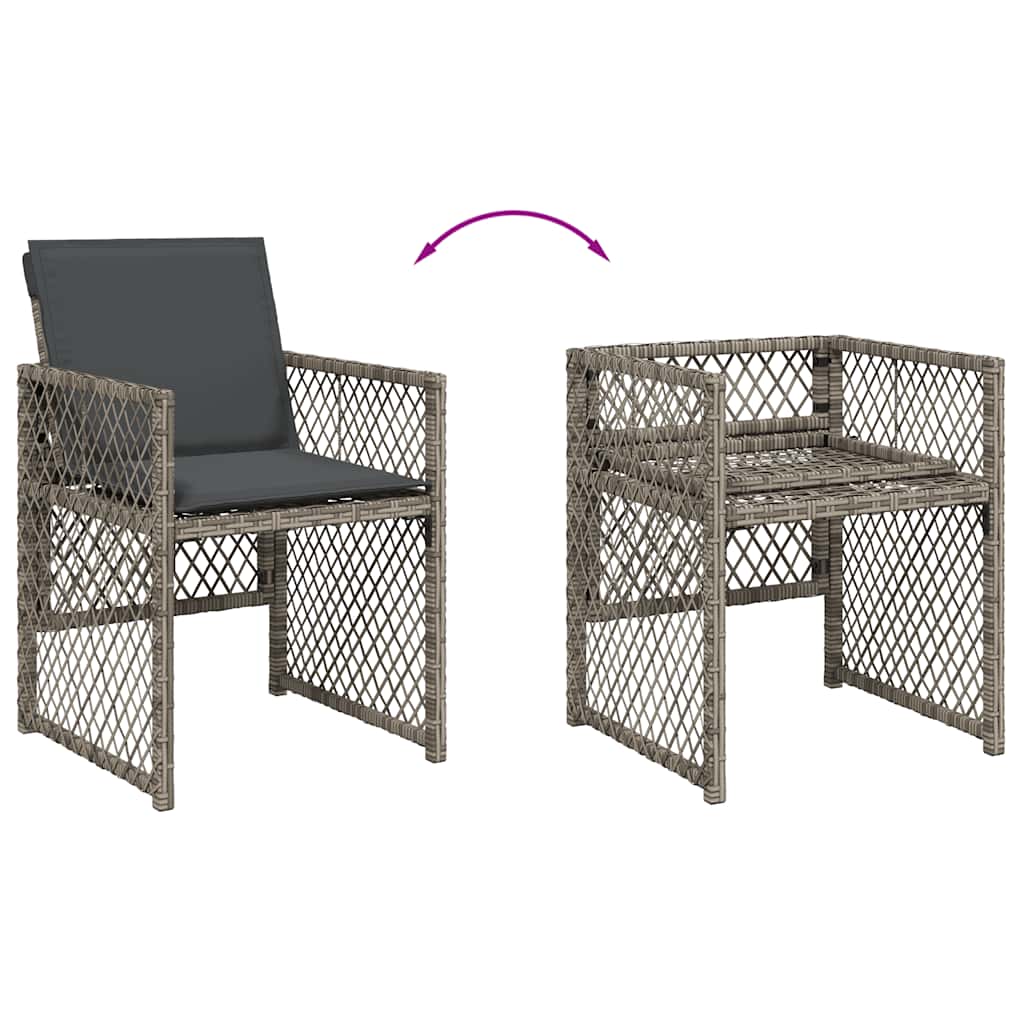 Garden Chairs with Cushions 4 pcs Grey Poly Rattan