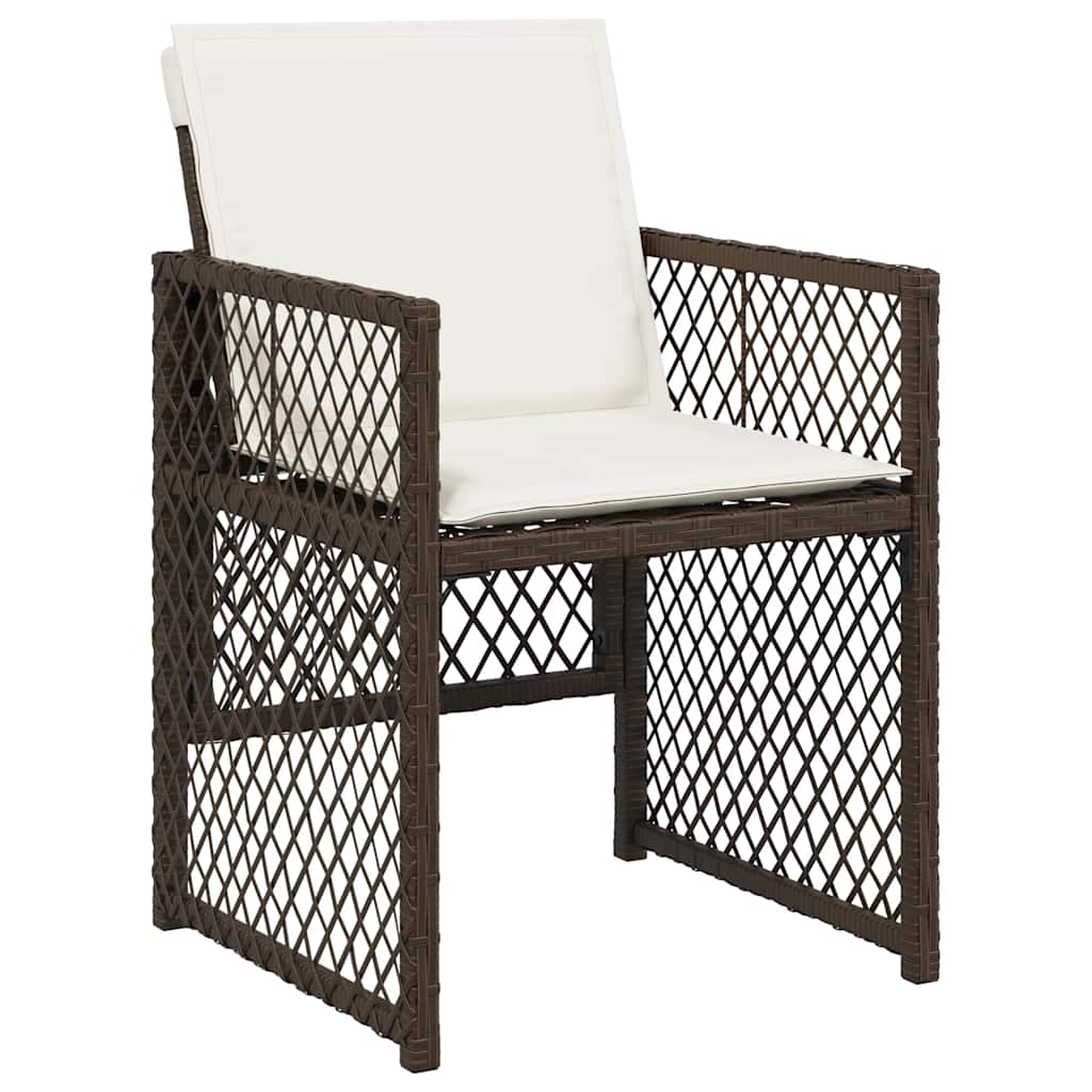 Garden Chairs with Cushions 4 pcs Brown Poly Rattan