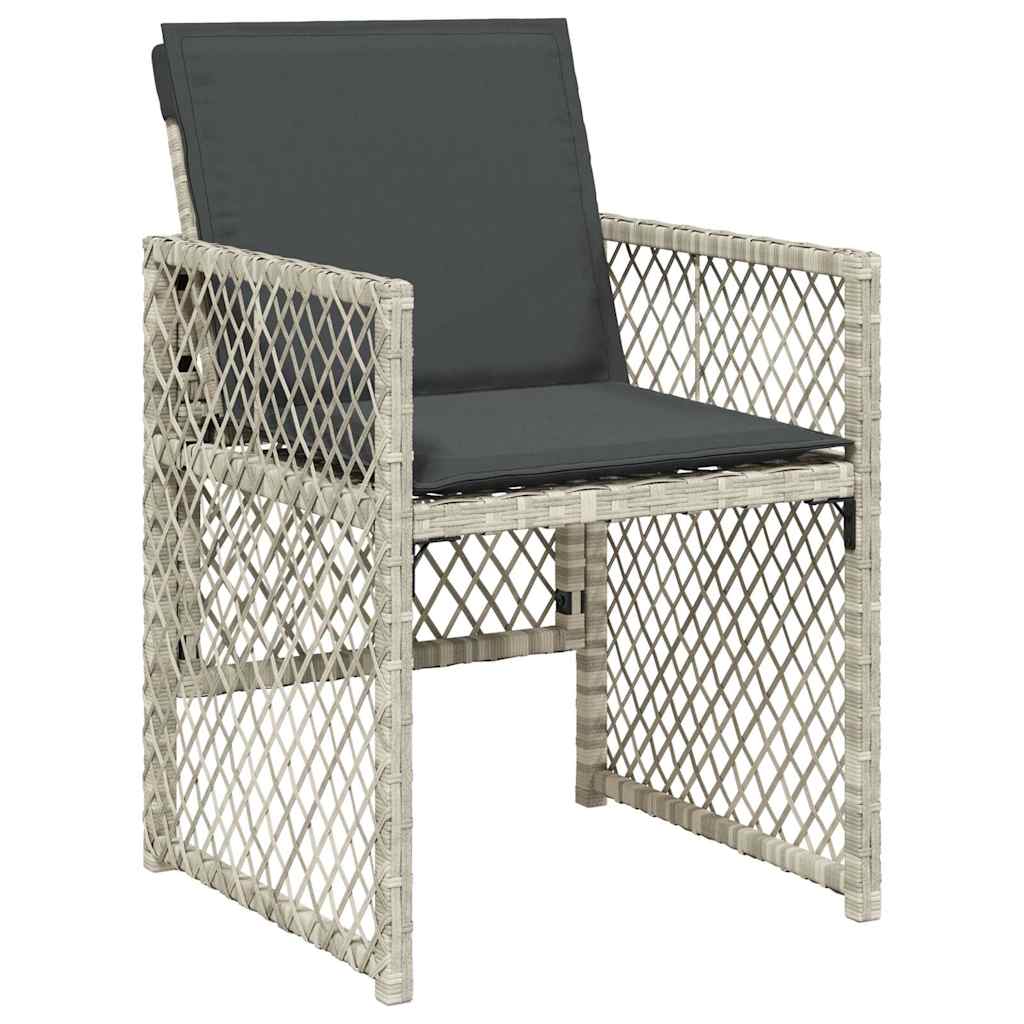 Garden Chairs with Cushions 4 pcs Light Grey Poly Rattan
