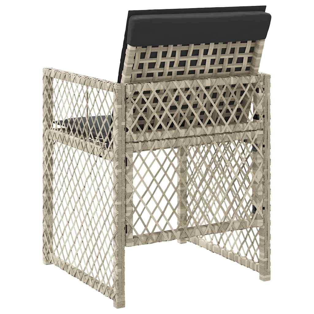 Garden Chairs with Cushions 4 pcs Light Grey Poly Rattan