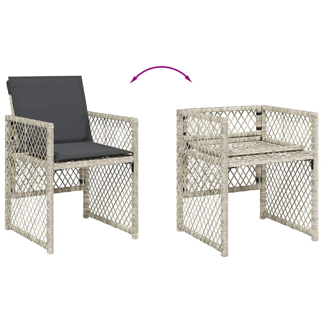 Garden Chairs with Cushions 4 pcs Light Grey Poly Rattan