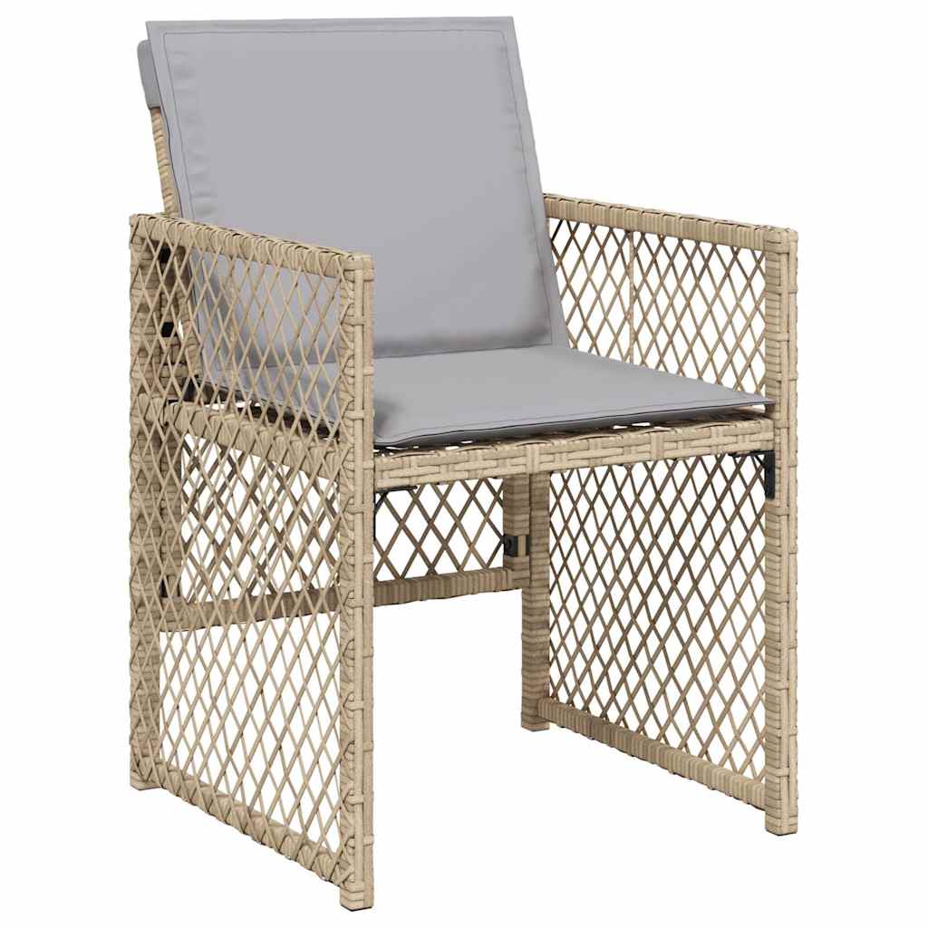 Garden Chairs with Cushions 4 pcs Mix Beige Poly Rattan