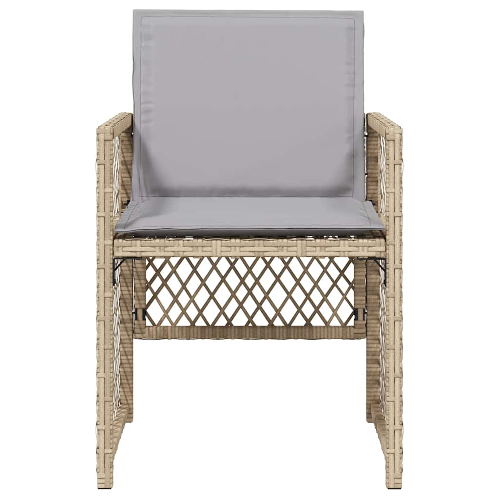 Garden Chairs with Cushions 4 pcs Mix Beige Poly Rattan
