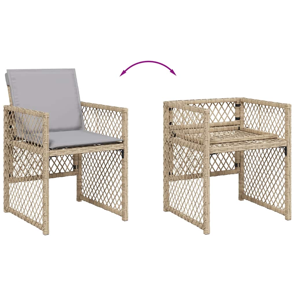 Garden Chairs with Cushions 4 pcs Mix Beige Poly Rattan