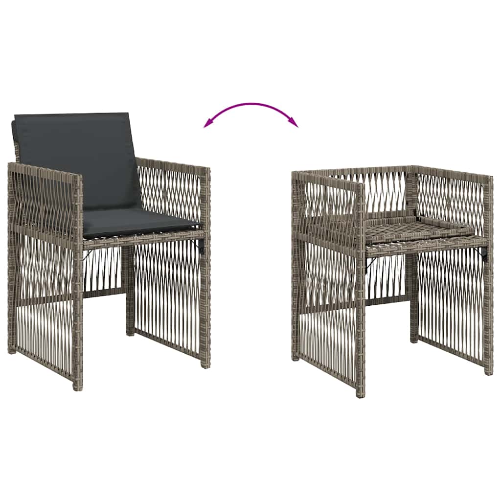 Garden Chairs with Cushions 4 pcs Grey Poly Rattan