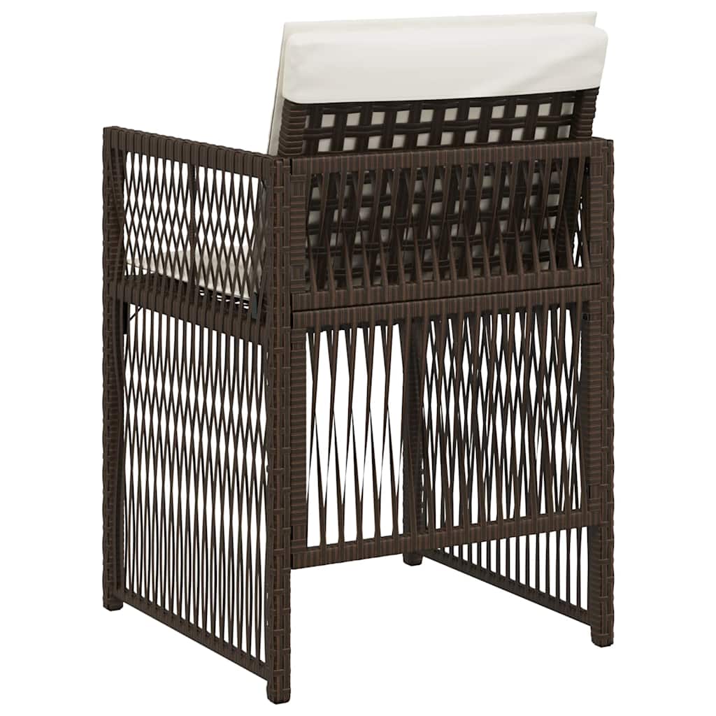 Garden Chairs with Cushions 4 pcs Brown Poly Rattan