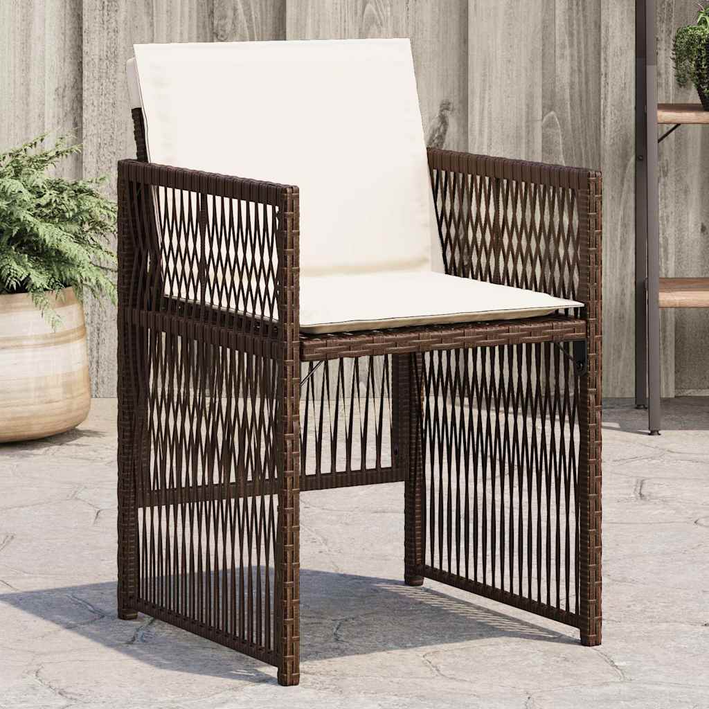 Garden Chairs with Cushions 4 pcs Brown Poly Rattan