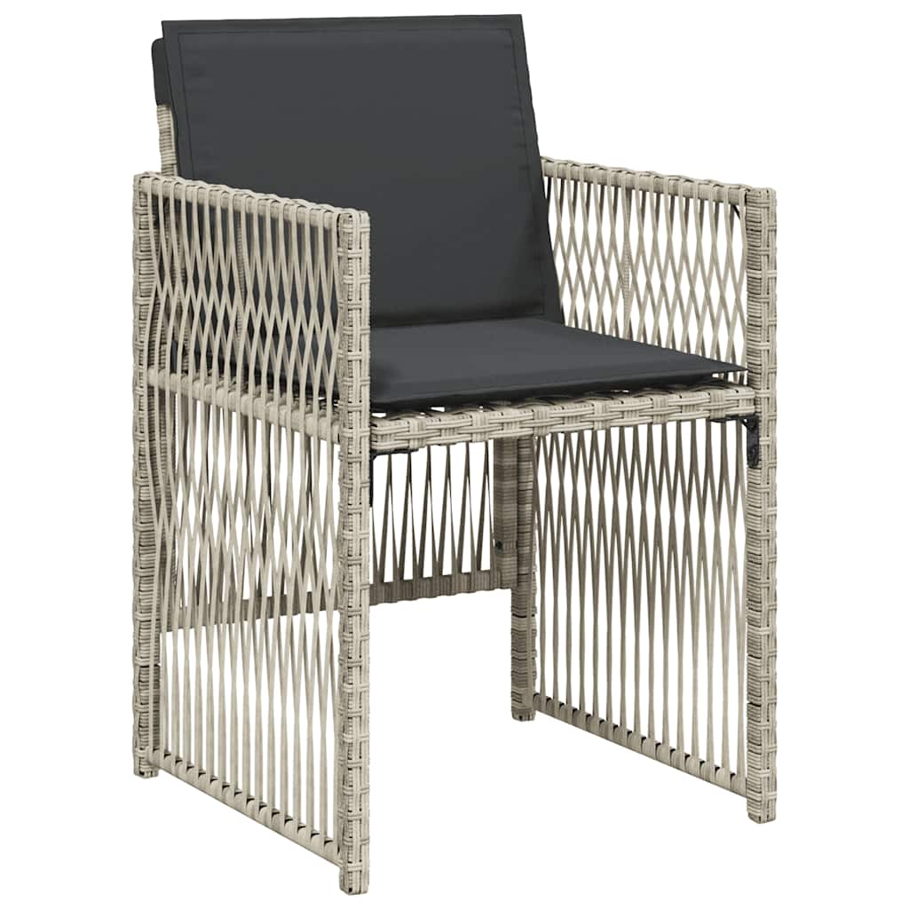 Garden Chairs with Cushions 4 pcs Light Grey Poly Rattan