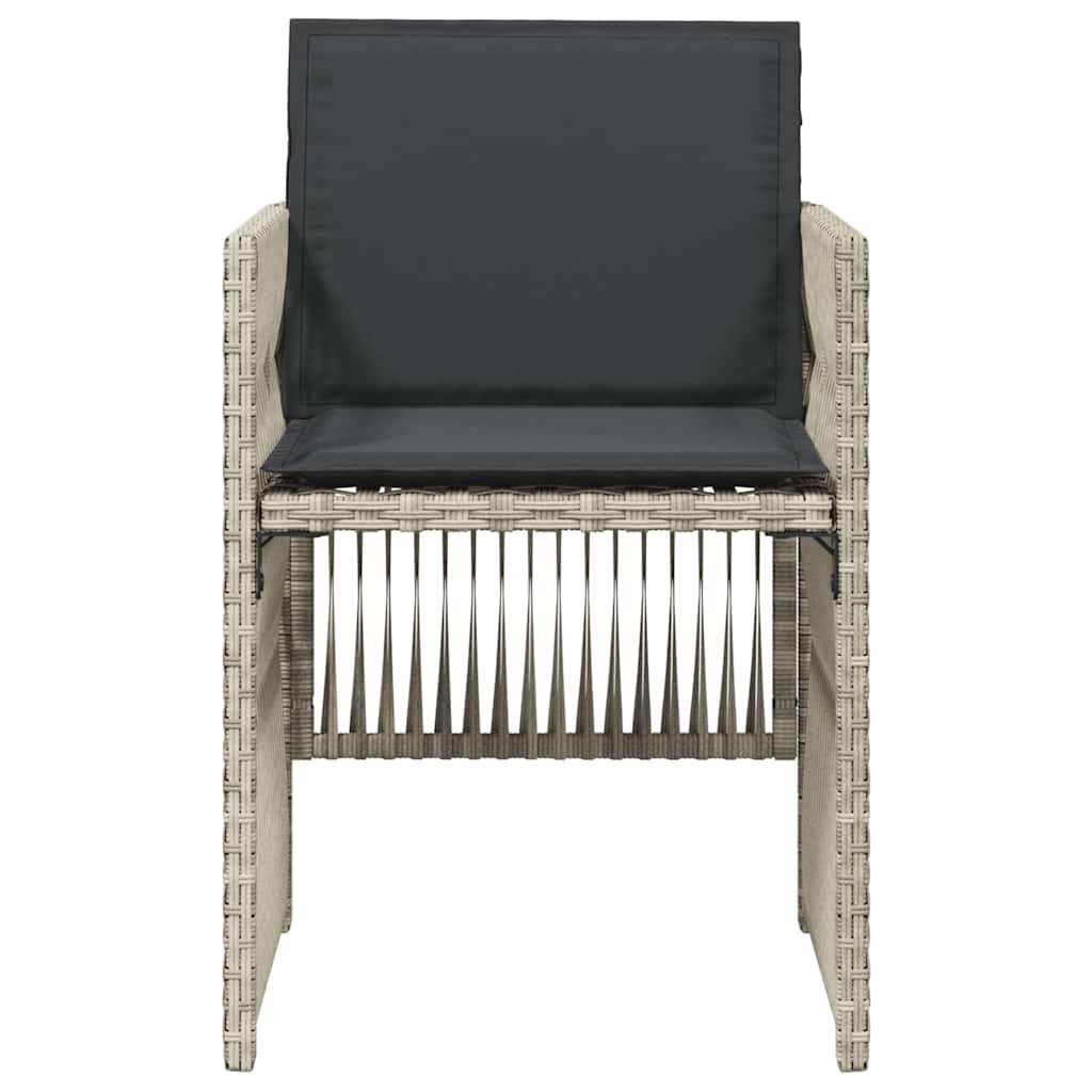 Garden Chairs with Cushions 4 pcs Light Grey Poly Rattan