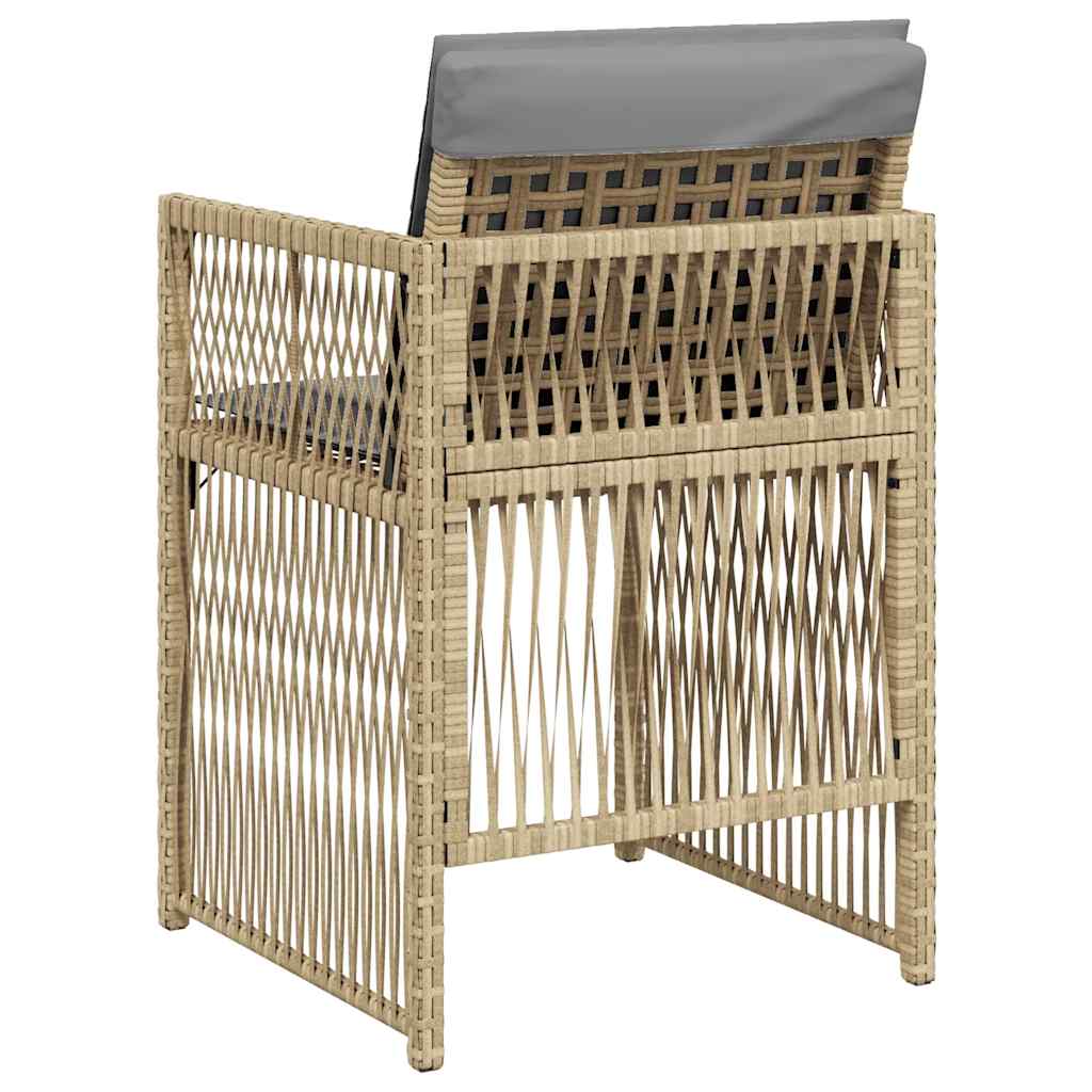 Garden Chairs with Cushions 4 pcs Mix Beige Poly Rattan