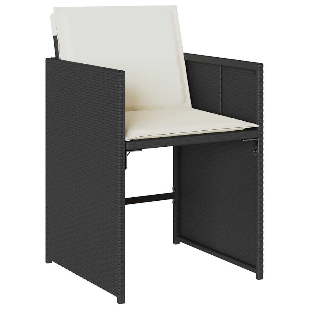 Garden Chairs with Cushions 4 pcs Black Poly Rattan