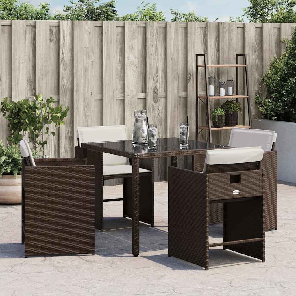 Garden Chairs with Cushions 4 pcs Brown Poly Rattan