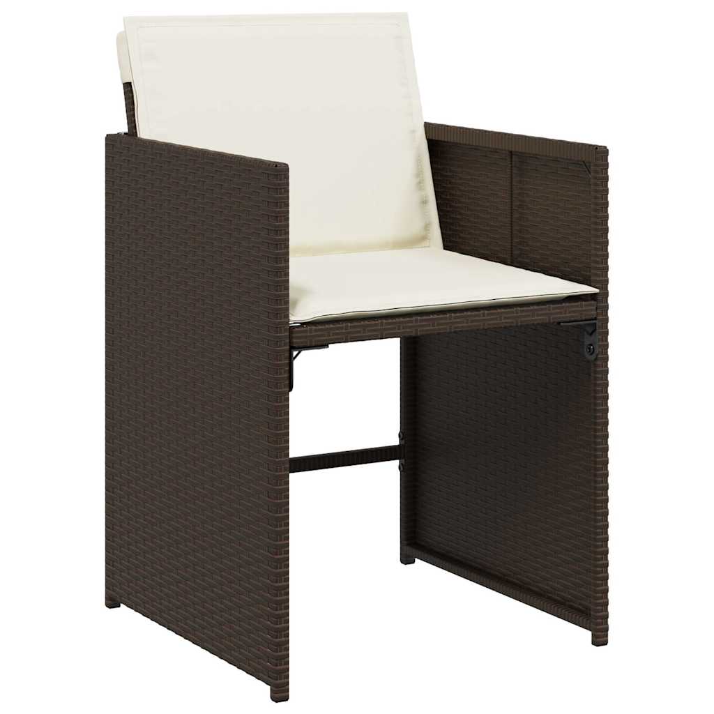 Garden Chairs with Cushions 4 pcs Brown Poly Rattan