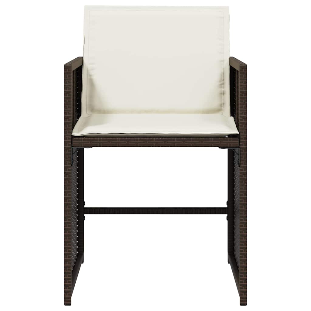 Garden Chairs with Cushions 4 pcs Brown Poly Rattan