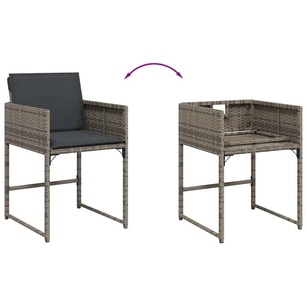 Garden Chairs with Cushions 4 pcs Grey Poly Rattan