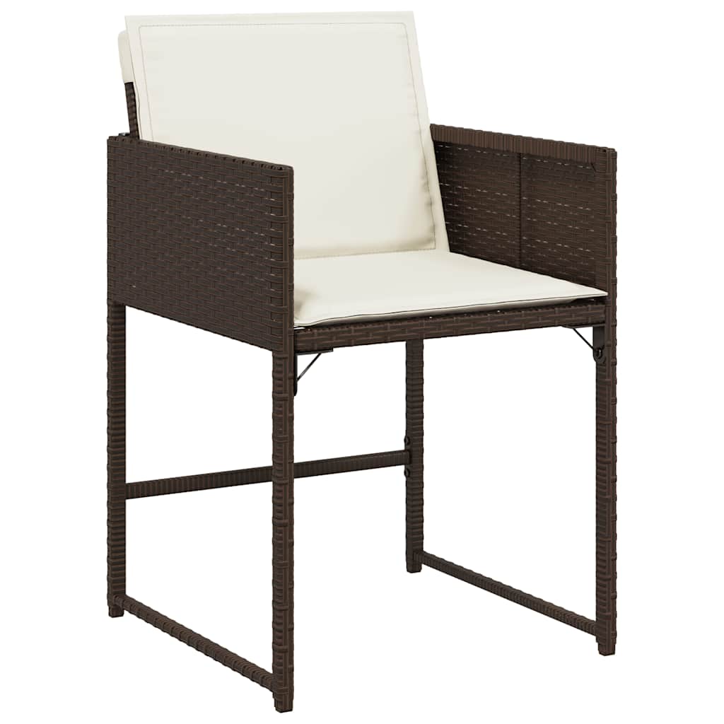Garden Chairs with Cushions 4 pcs Brown Poly Rattan
