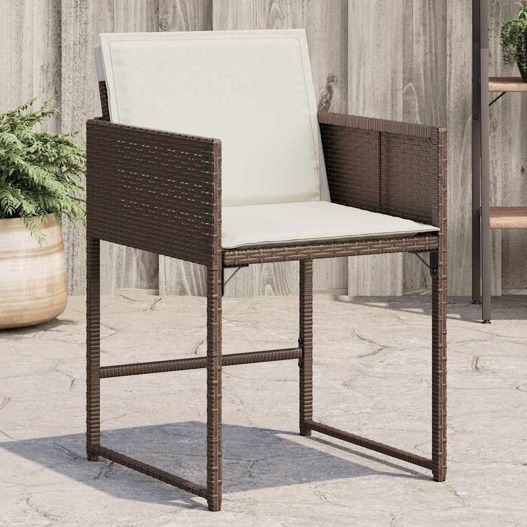 Garden Chairs with Cushions 4 pcs Brown Poly Rattan