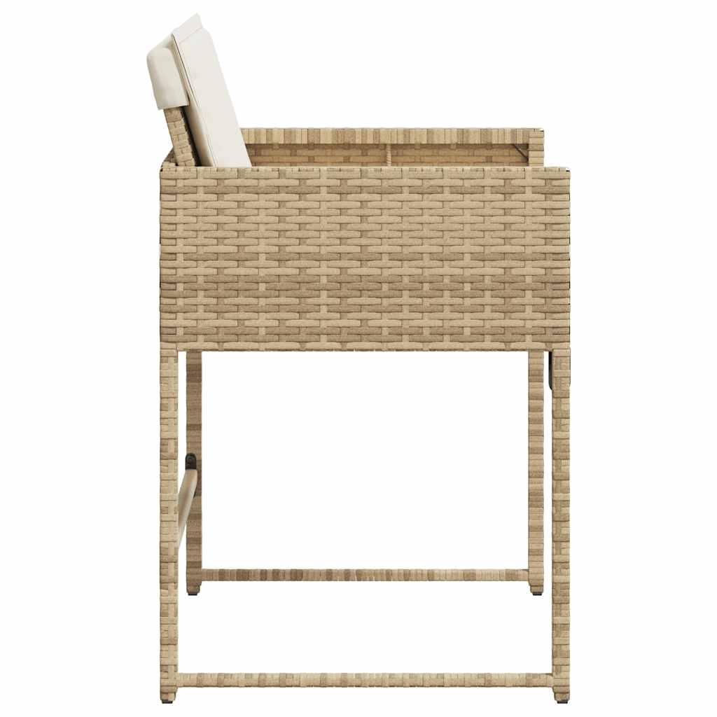Garden Chairs with Cushions 4 pcs Beige Poly Rattan