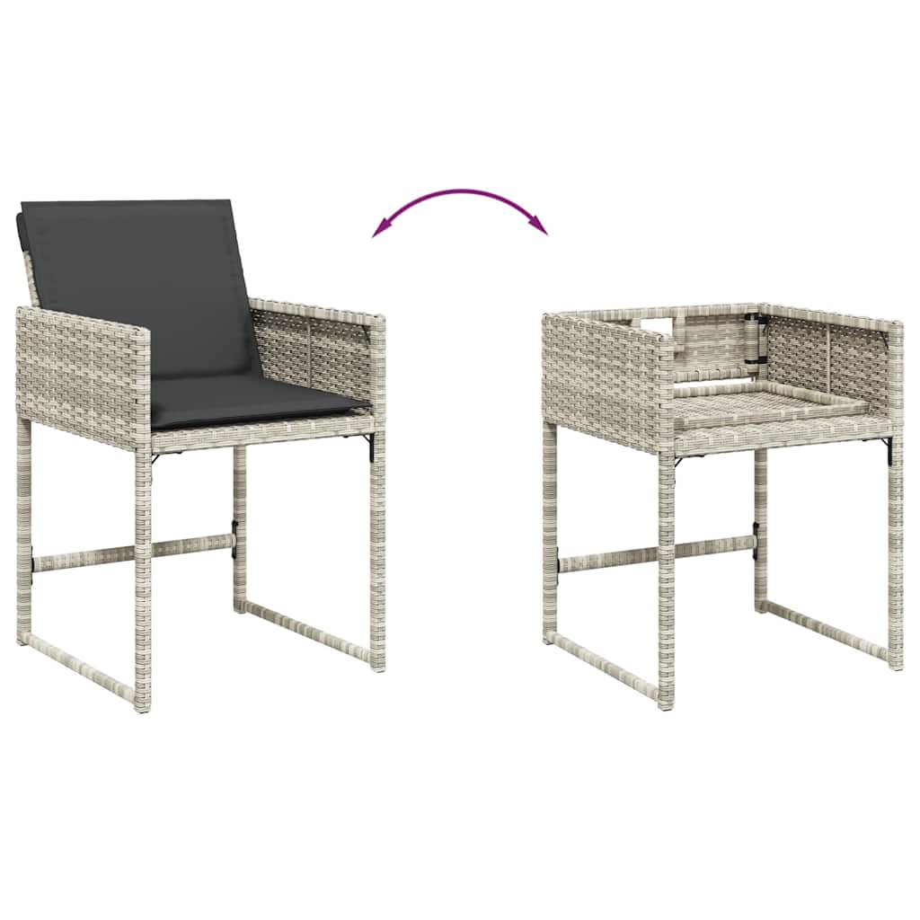 Garden Chairs with Cushions 4 pcs Light Grey Poly Rattan