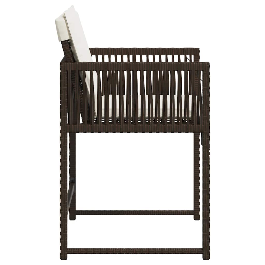 Garden Chairs with Cushions 4 pcs Brown Poly Rattan