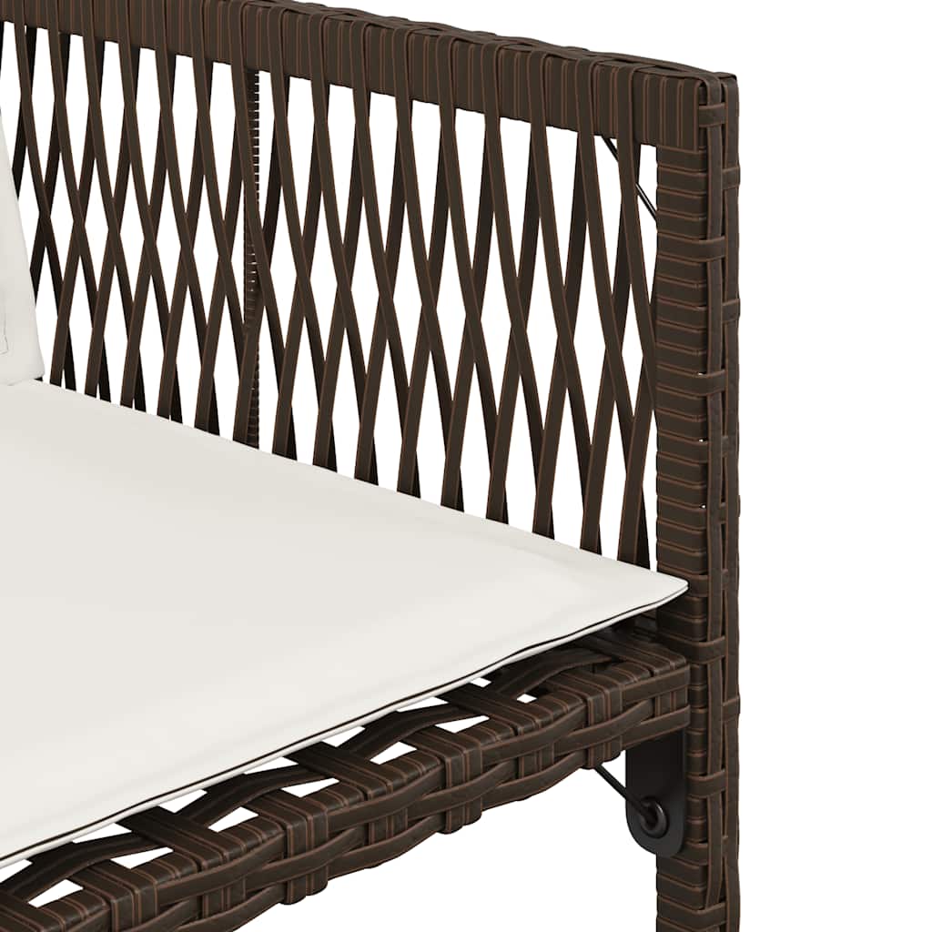 Garden Chairs with Cushions 4 pcs Brown Poly Rattan