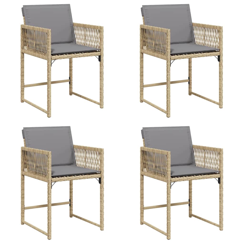 Garden Chairs with Cushions 4 pcs Mix Beige Poly Rattan