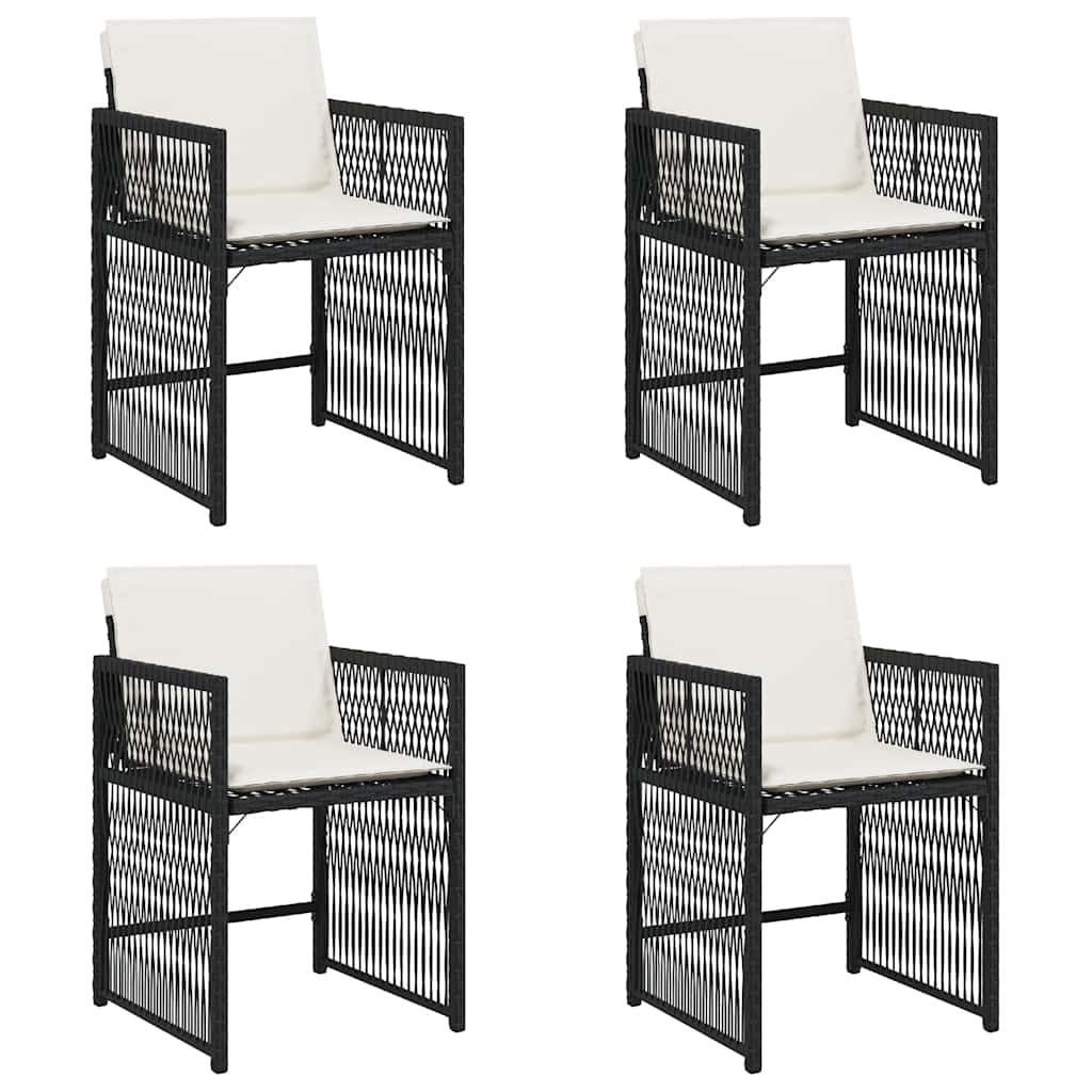 Garden Chairs with Cushions 4 pcs Black Poly Rattan