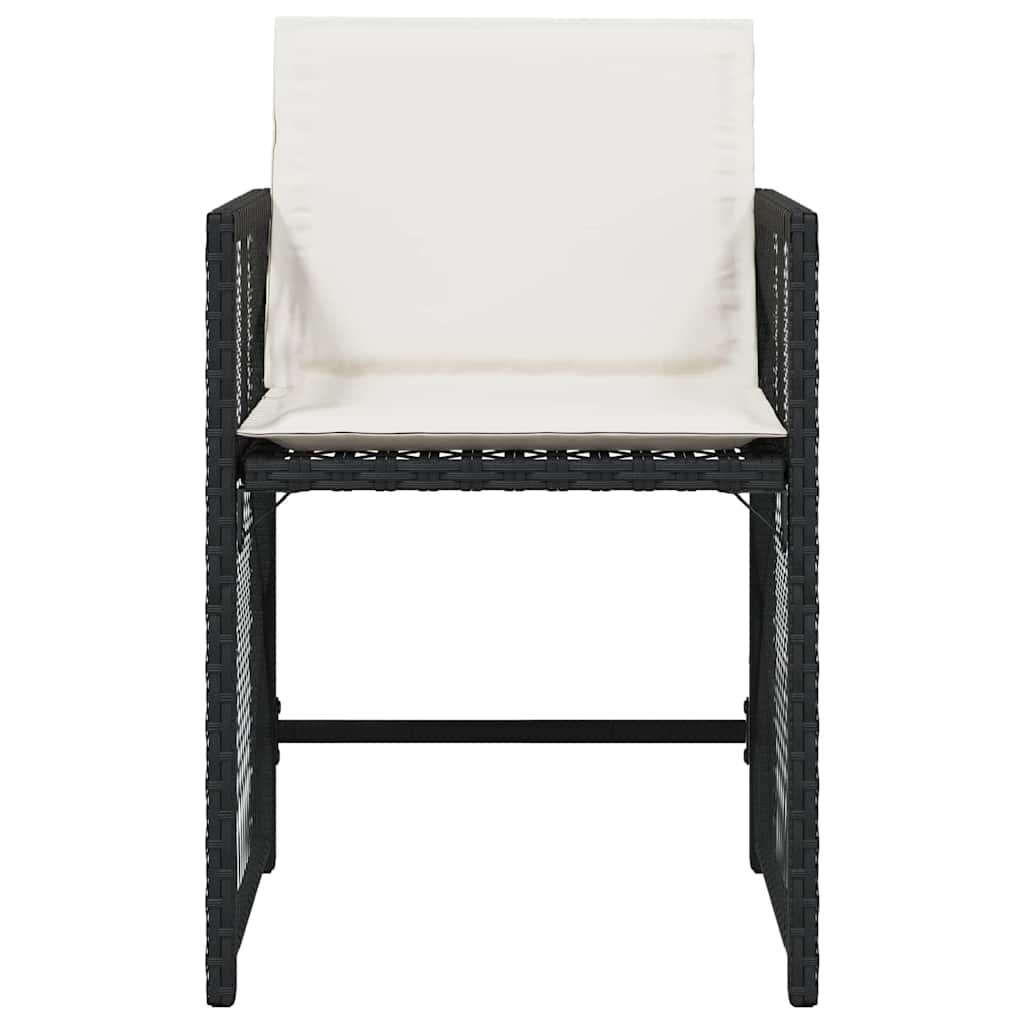 Garden Chairs with Cushions 4 pcs Black Poly Rattan